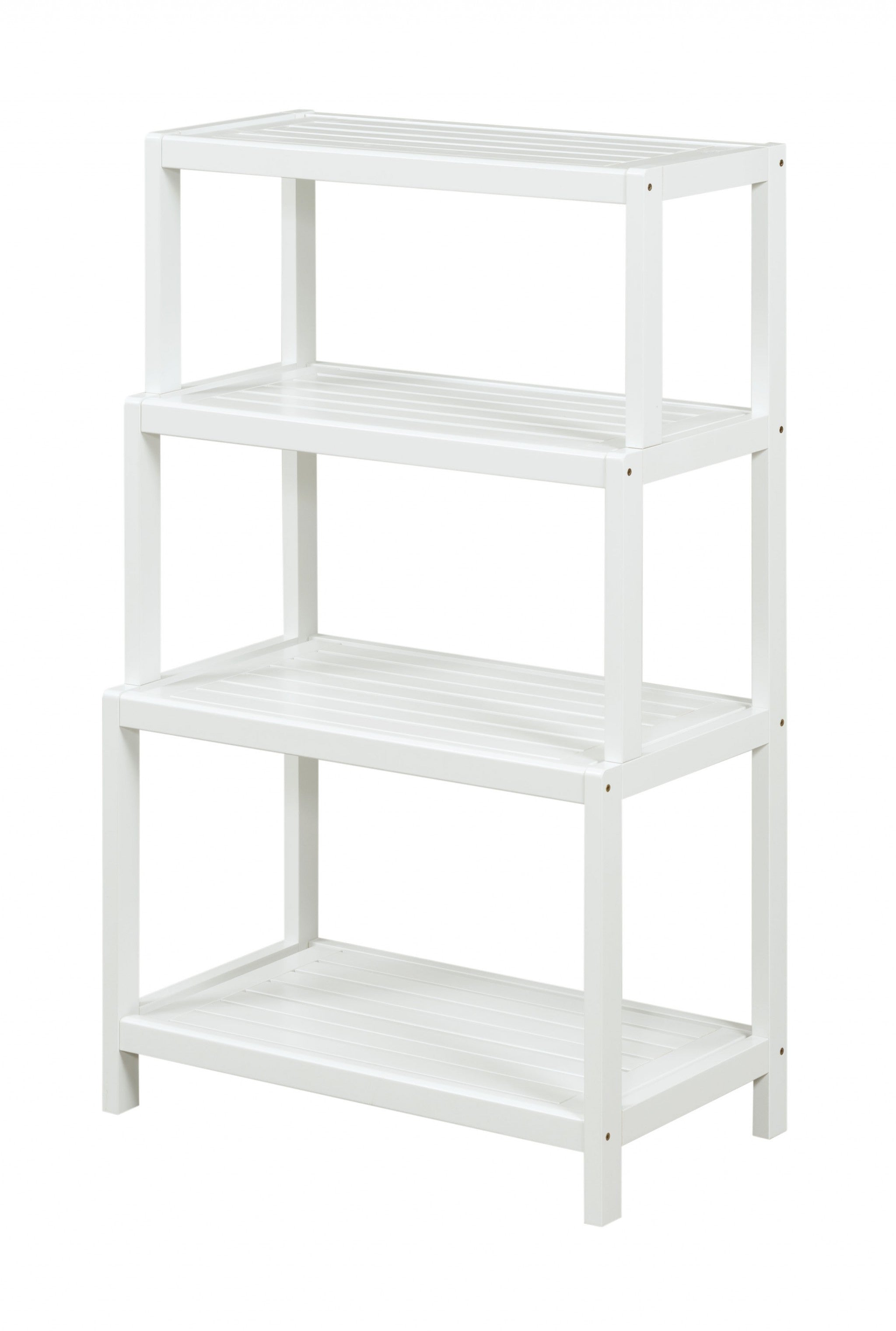 37" White Solid Wood Four Tier Step Bookcase