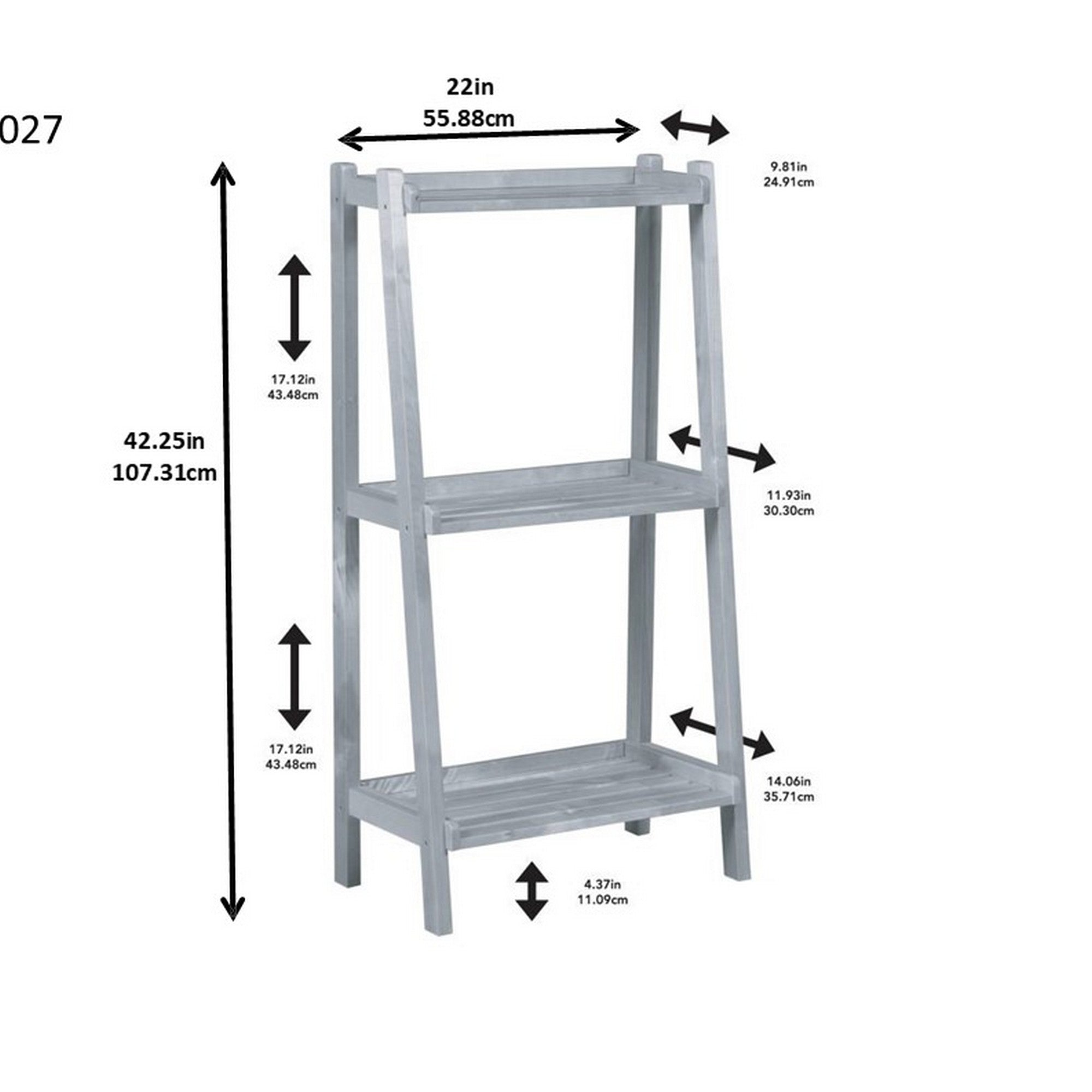 42" Bookcase With 3 Shelves In White