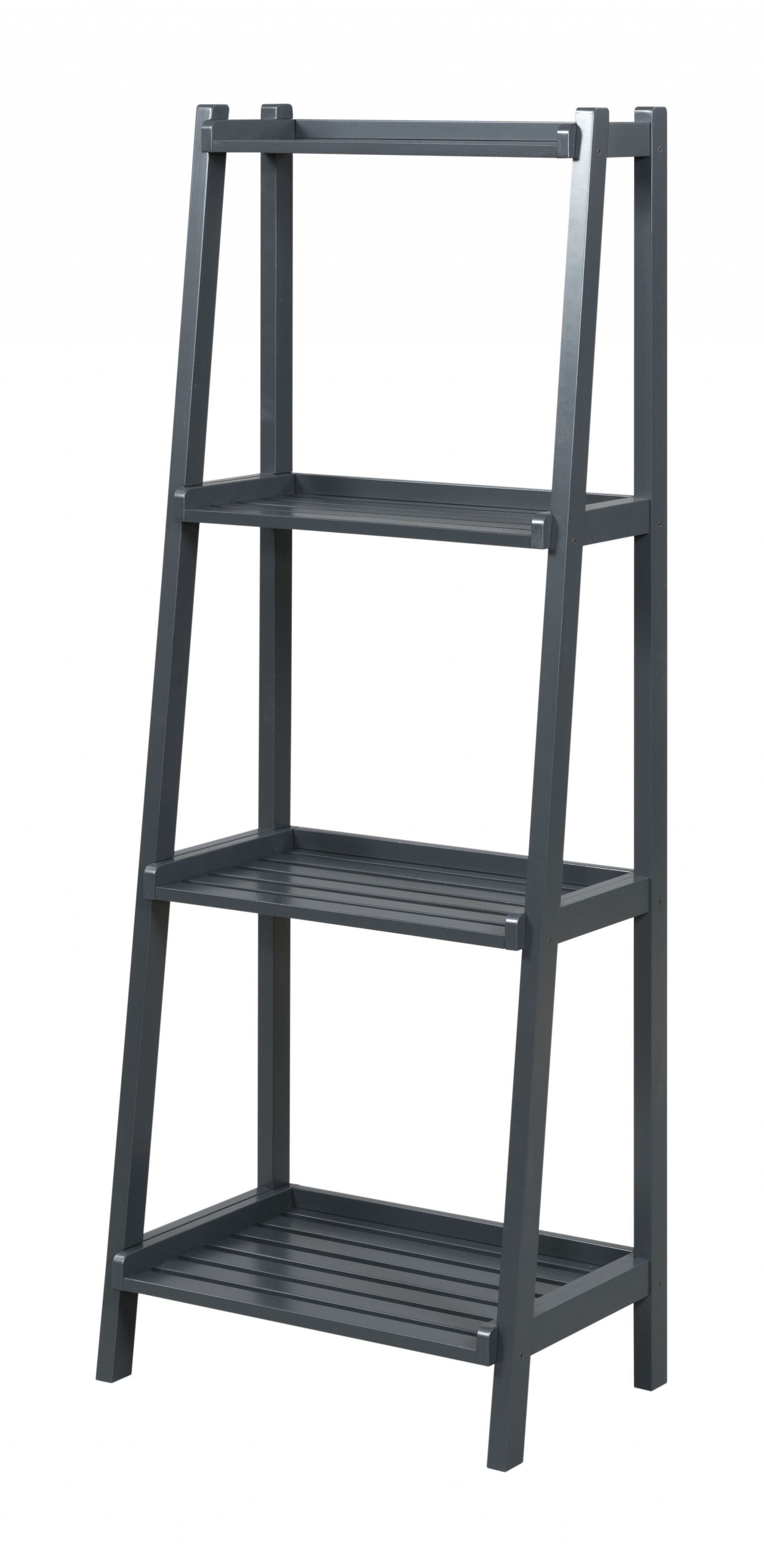 60" Leaning Ladder Bookshelf With 4 Shelves In Graphite