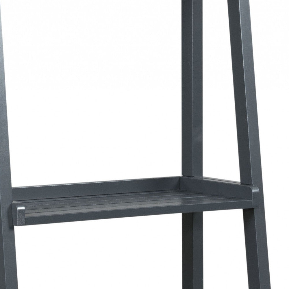 60" Leaning Ladder Bookshelf With 4 Shelves In Graphite