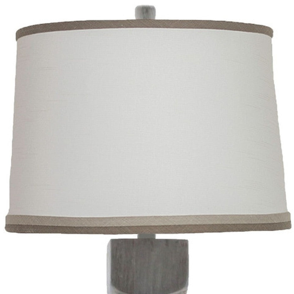 31" Gray Table Lamp With White Empire Shade