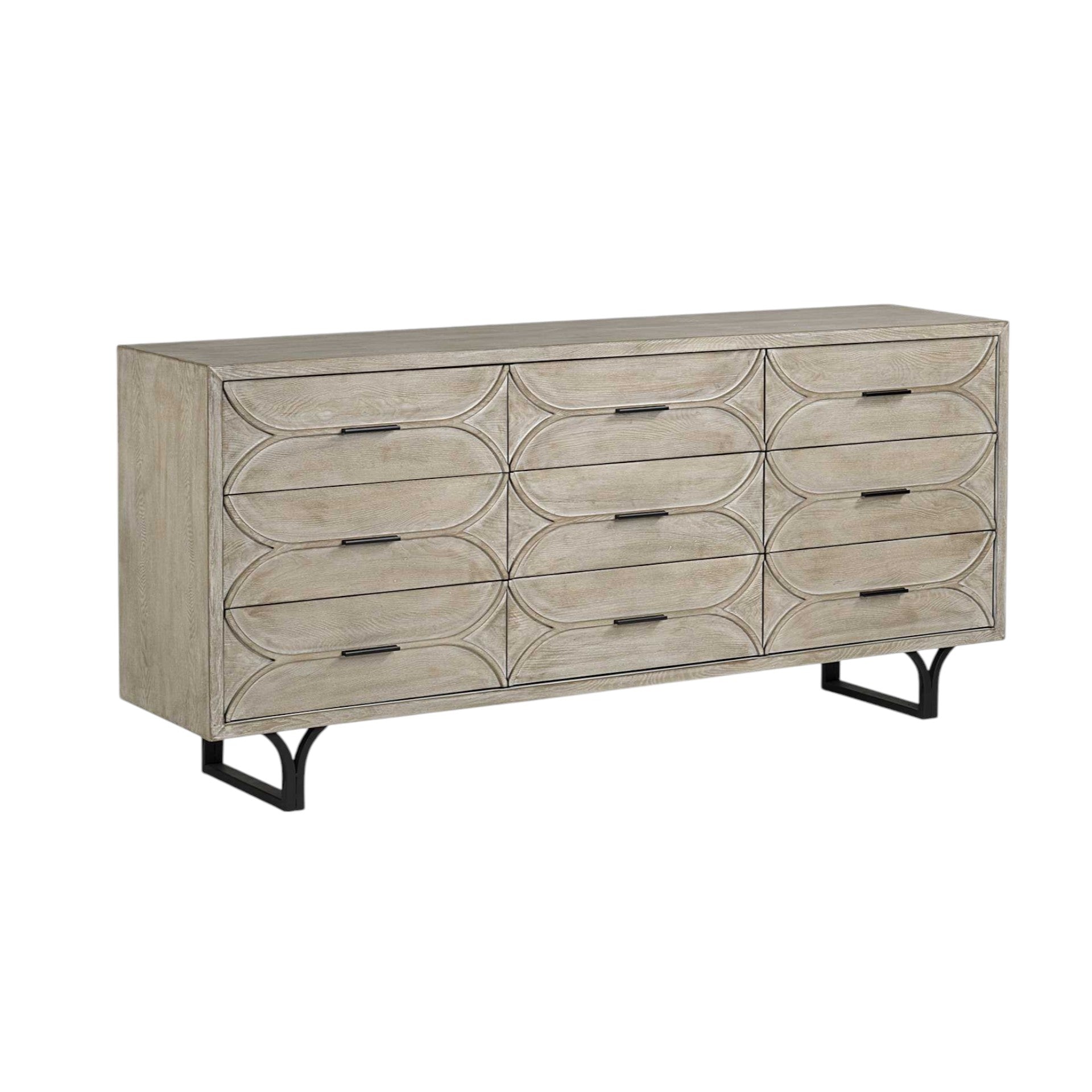 70" Light Brown Solid Wood Nine Drawer Sideboard