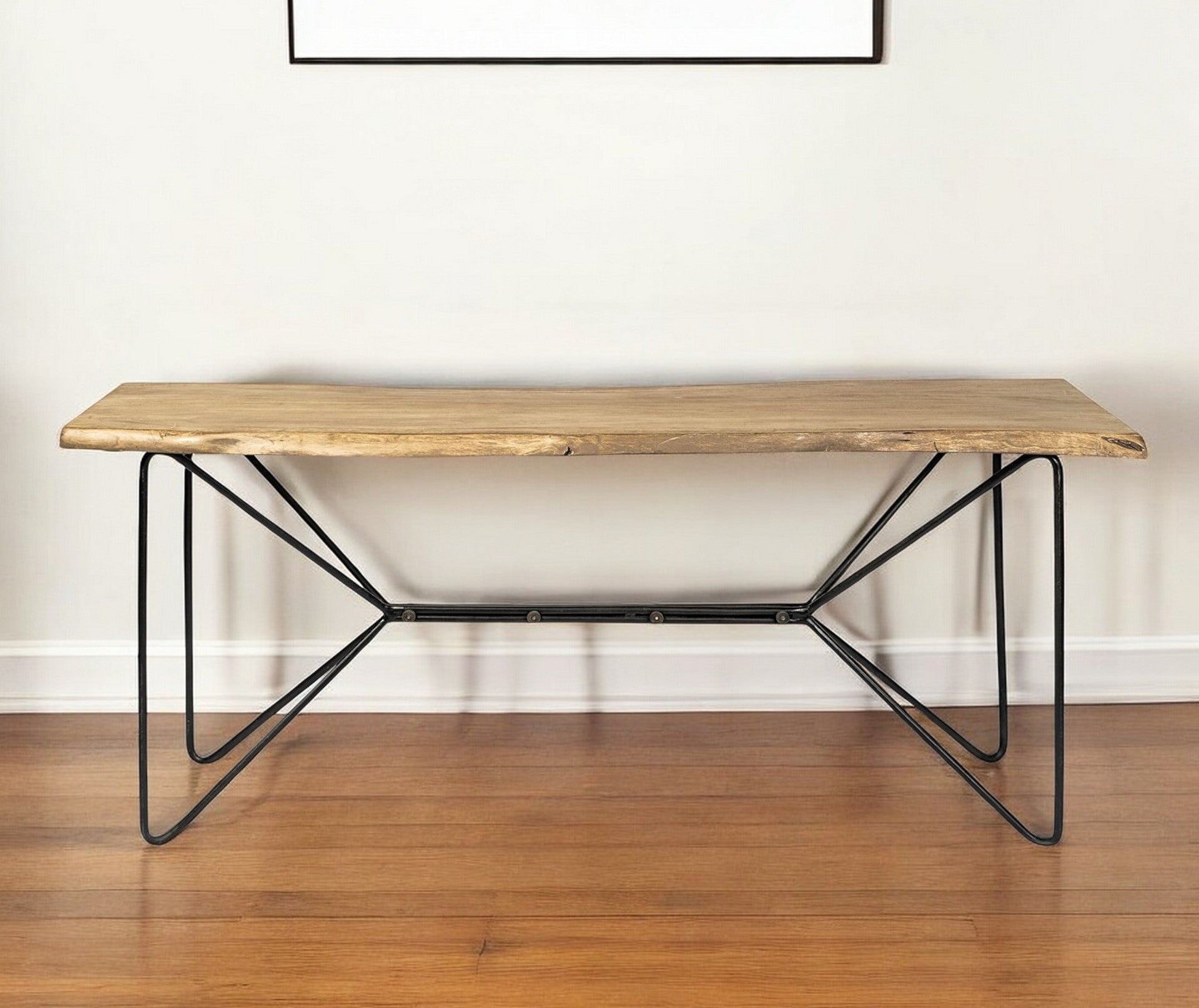 16" Brown and Black Solid Wood Abstract Console Table