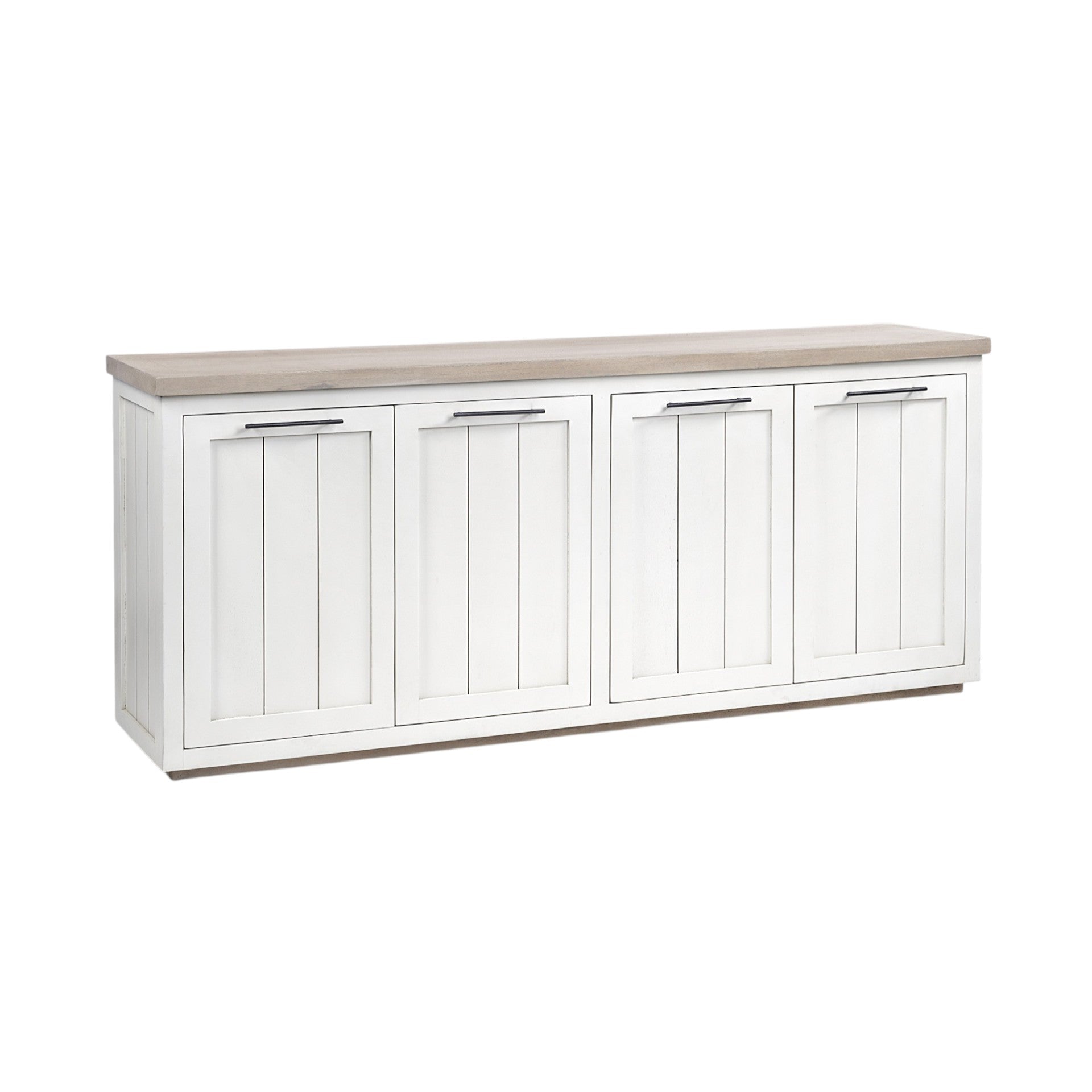 73" Brown and White Solid Wood Sideboard with Four Doors