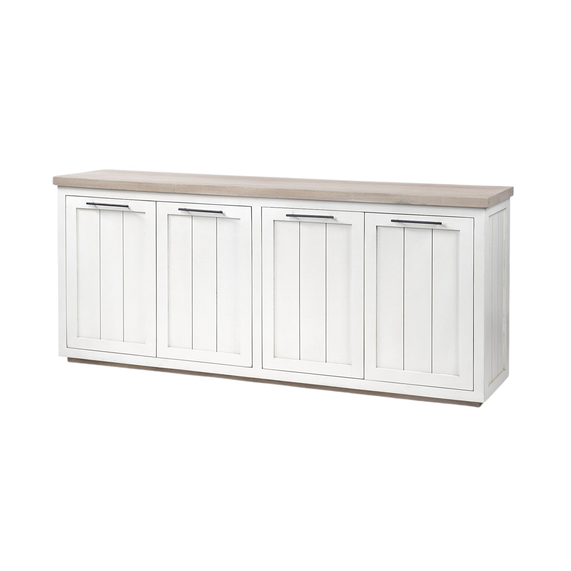 73" Brown and White Solid Wood Sideboard with Four Doors