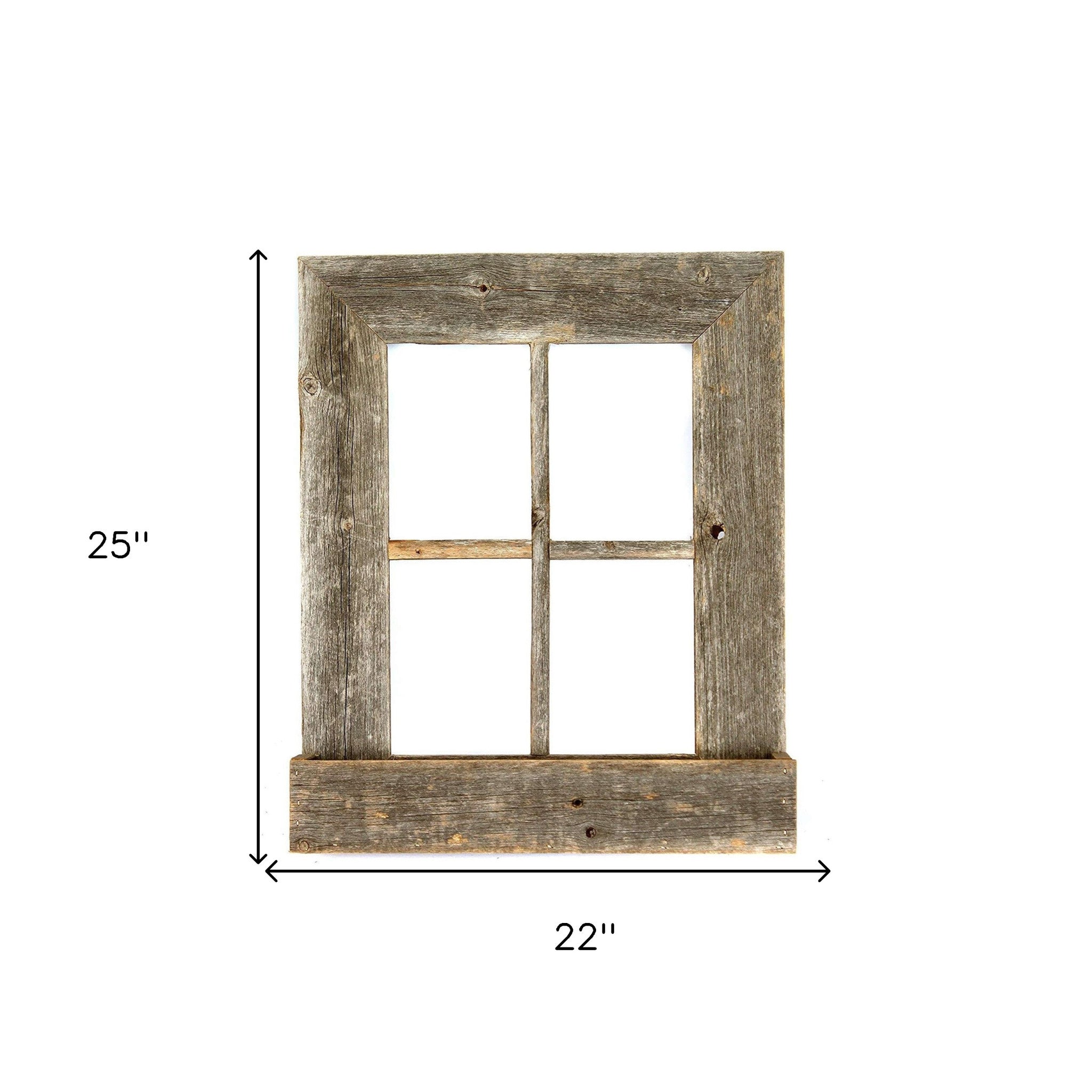 22X18 Rustic Weatered Grey Window Frame With Planter