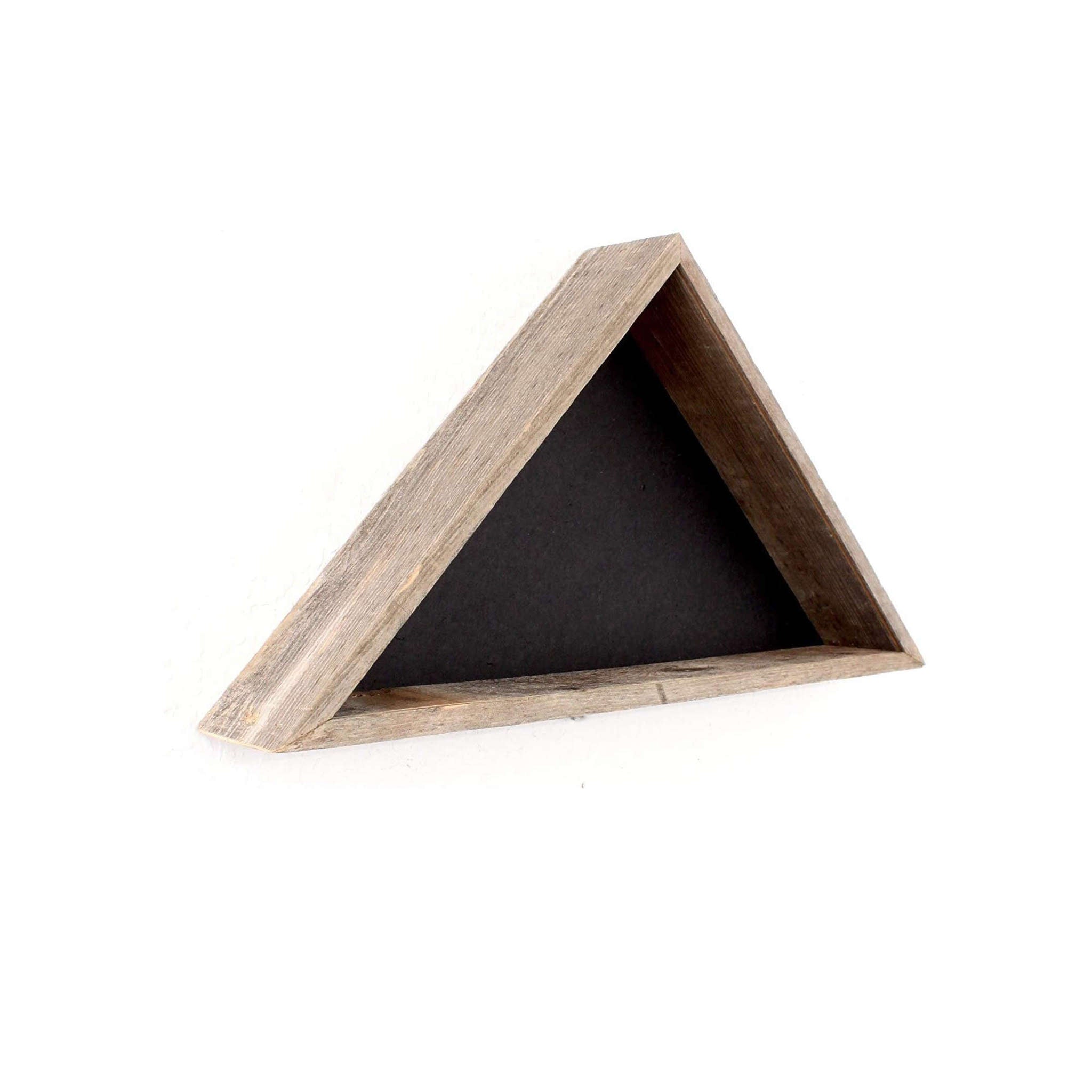 Rustic Weathered Grey Reclaimed Wood Triangle Wooden Display Flag Case