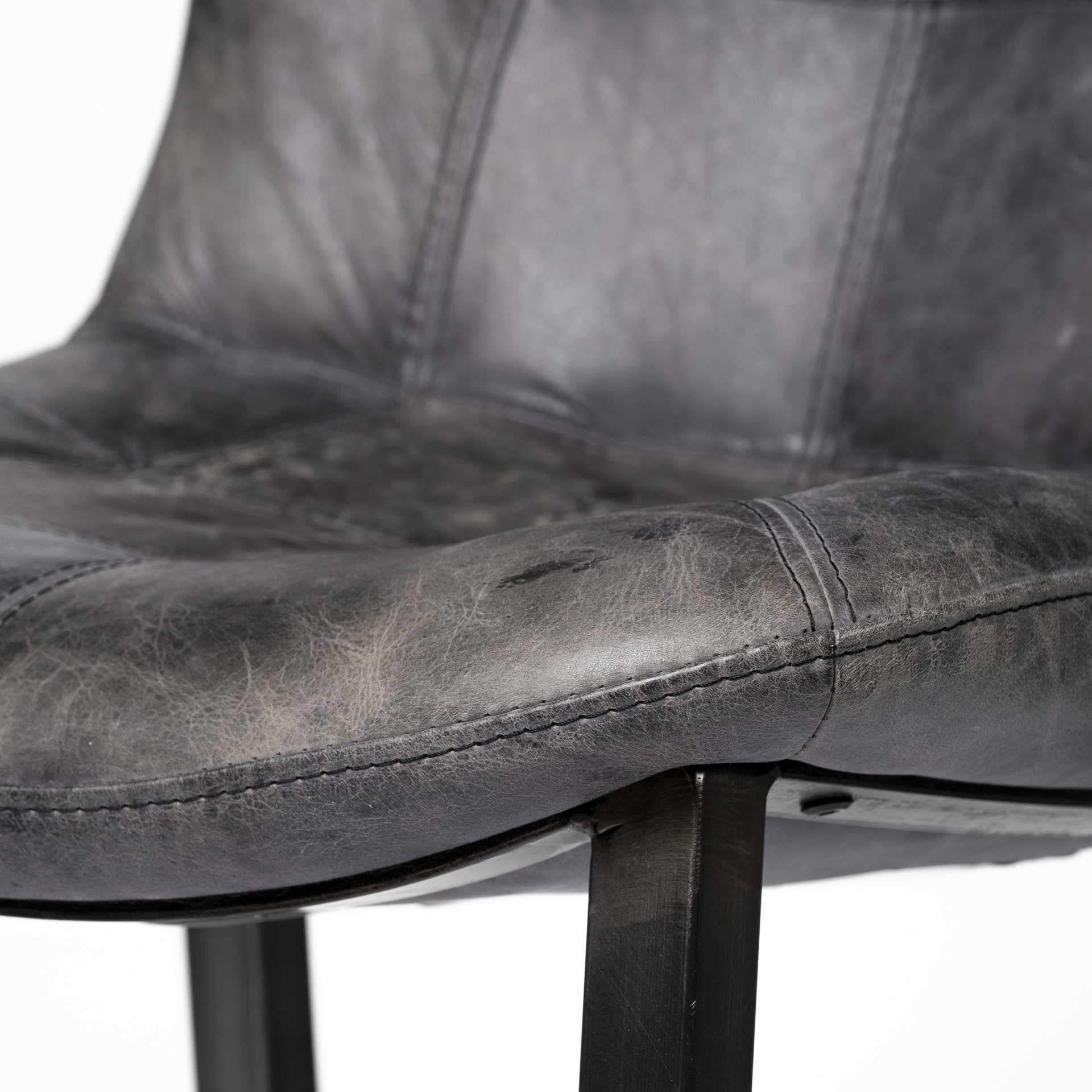 Black Upholstered Leather Dining Side Chair