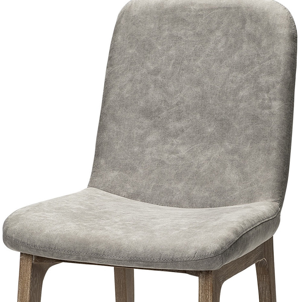 Set Of Two Gray And Brown Upholstered Fabric Side Chairs