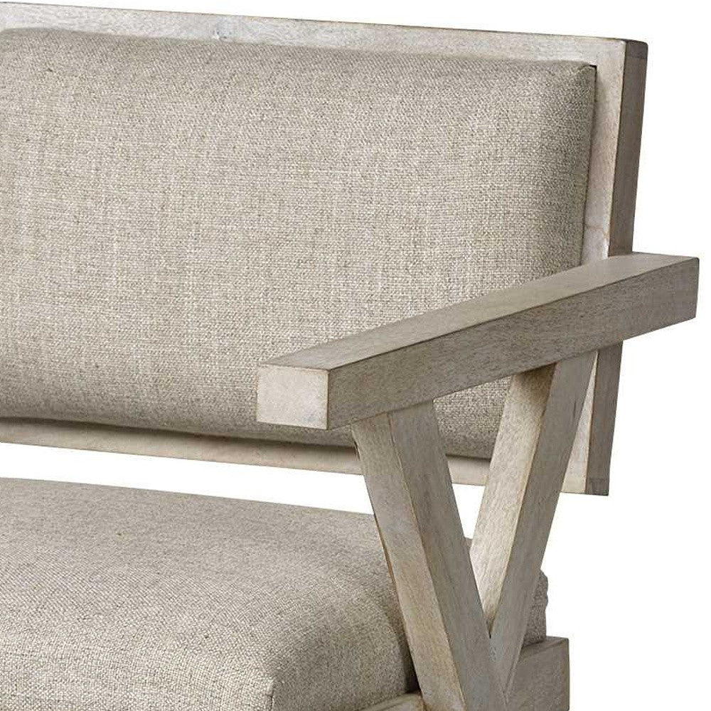 Gray Upholstered Fabric Open Back Dining Arm Chair