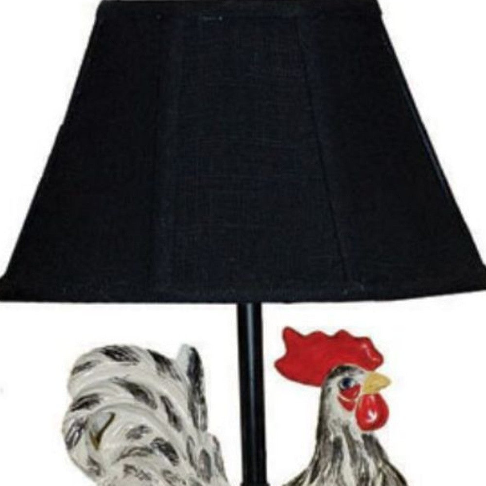 13" Rustic Farmhouse Rooster Accent Lamp With Black Shade