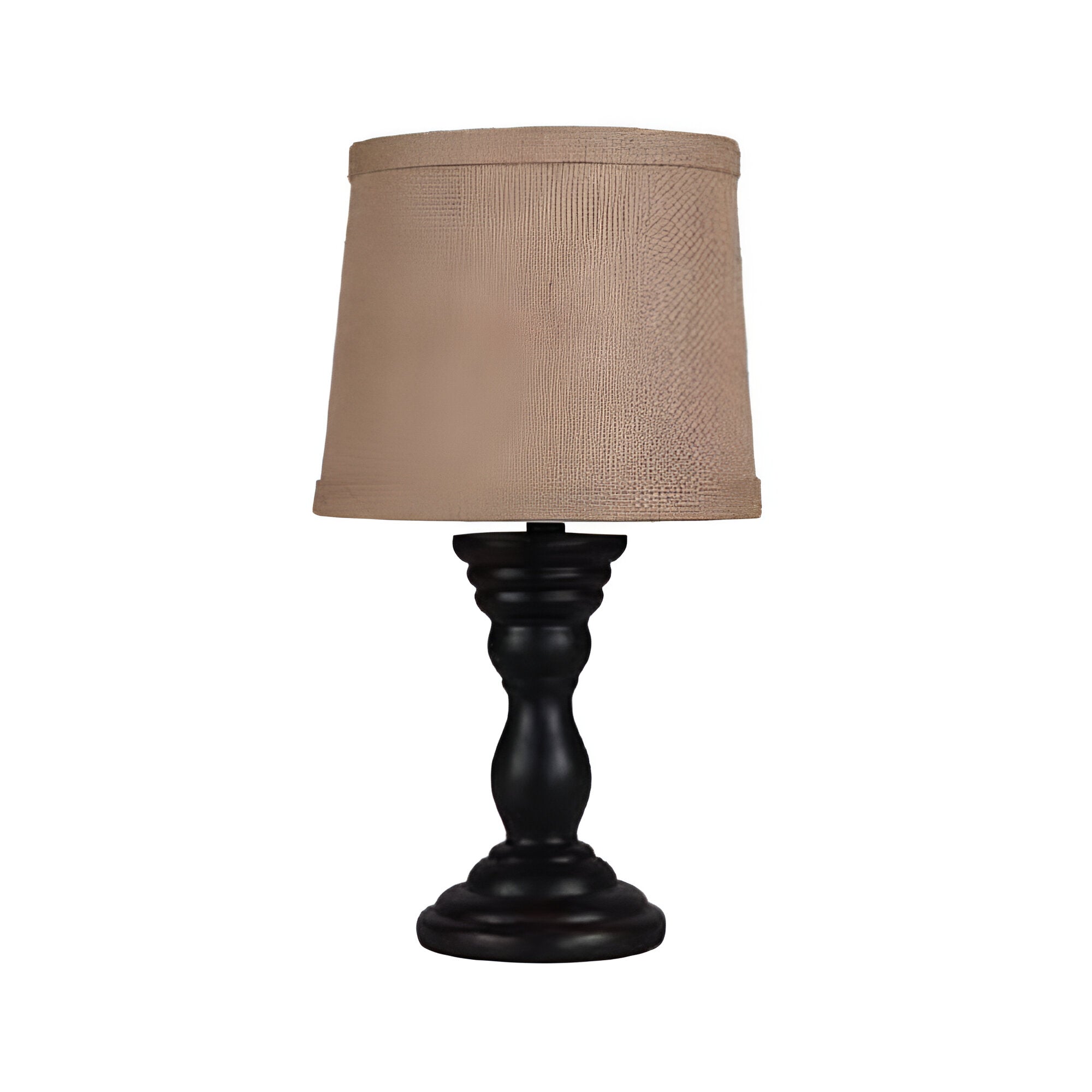 14" Black Table Lamp With Tan Empire Shade