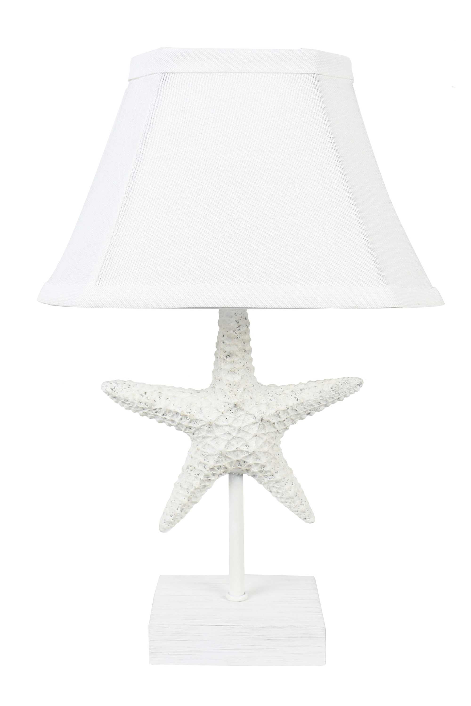 13" White Starfish Accent Lamp With White Bell Shade