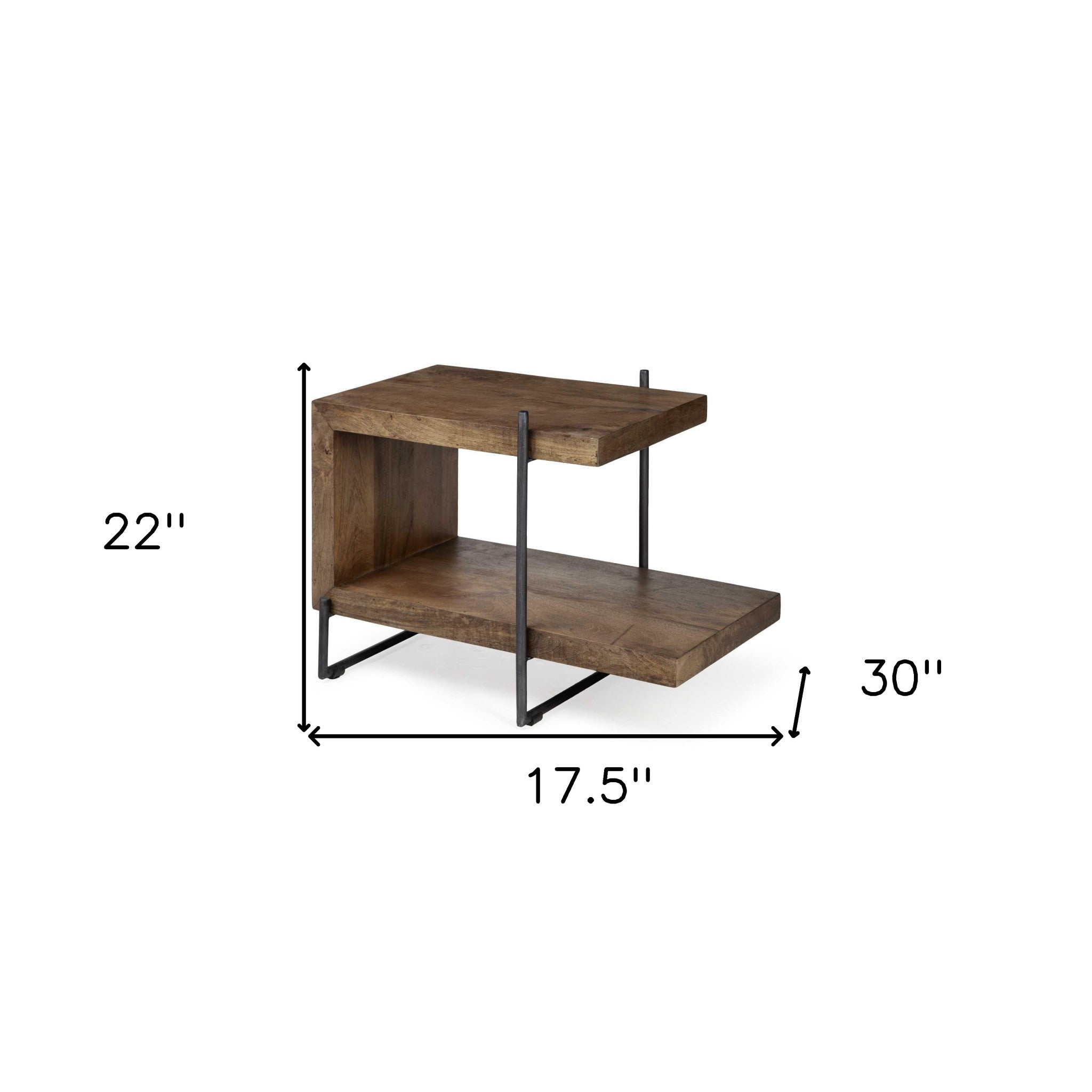 22" Brown Solid Wood Square End Table