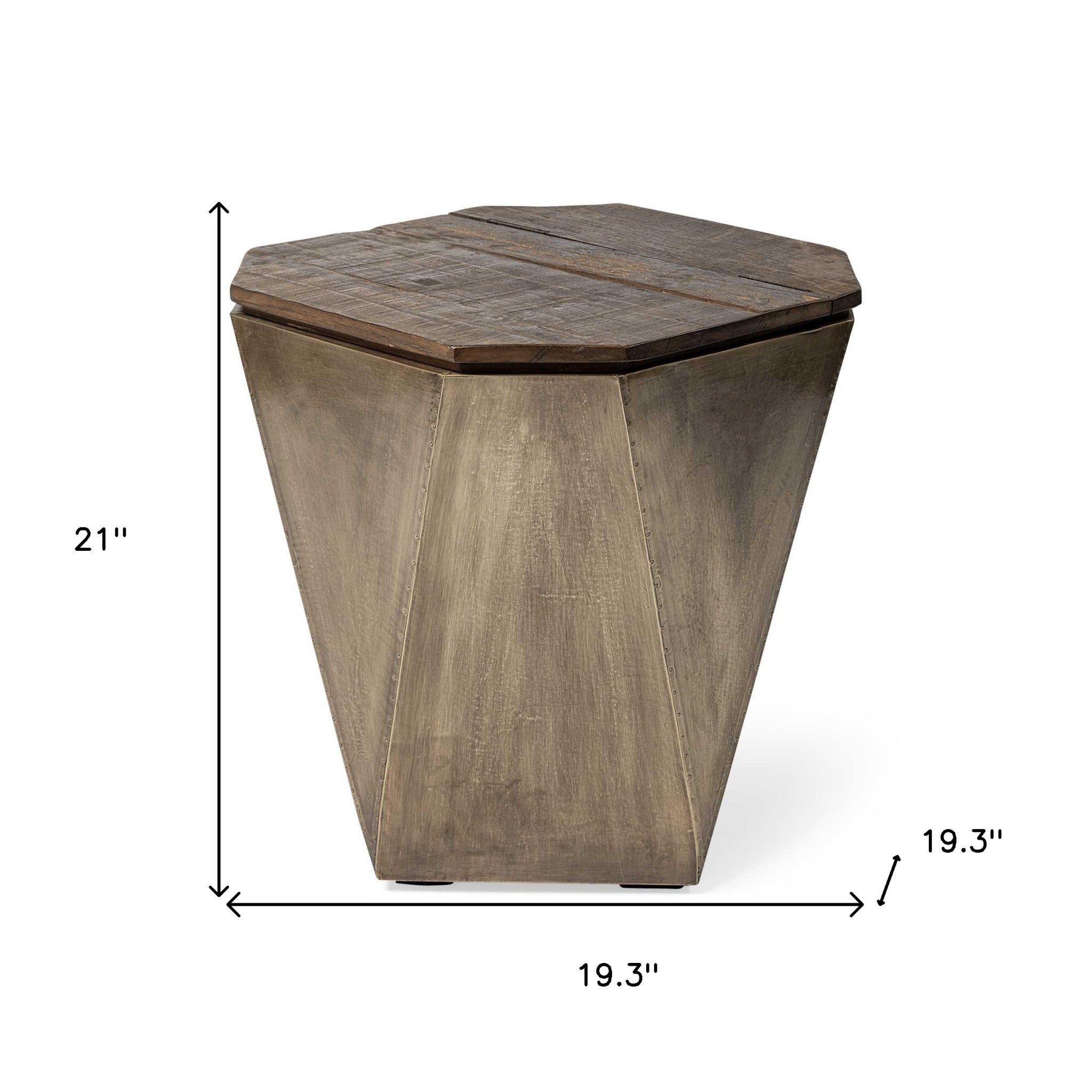 21" Brown Solid Wood End Table