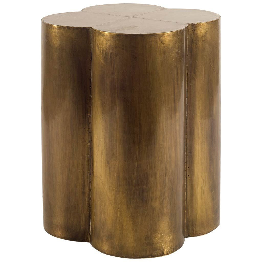 22" Brass And Antique Brass Brass End Table