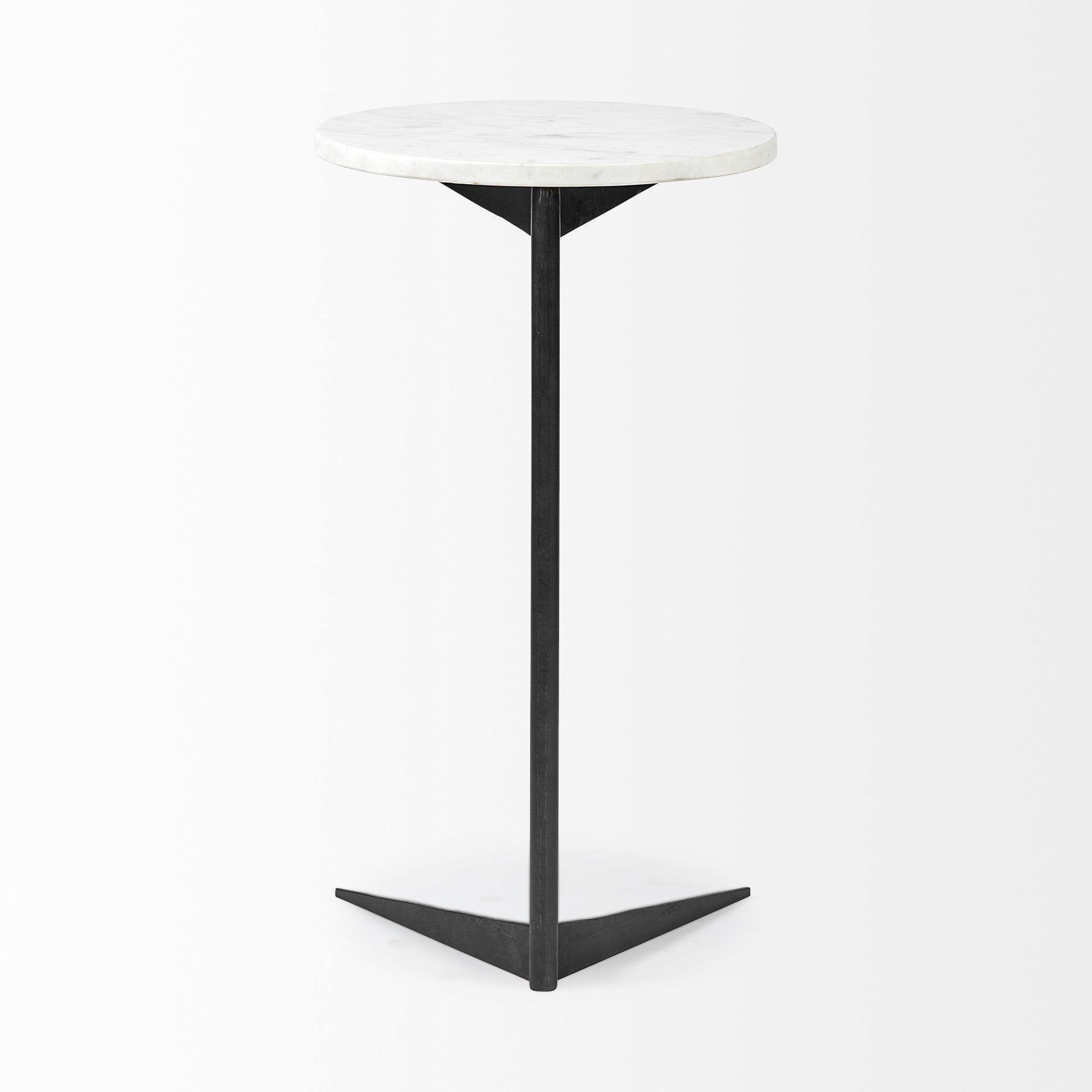 27" Black And White Marble Round End Table