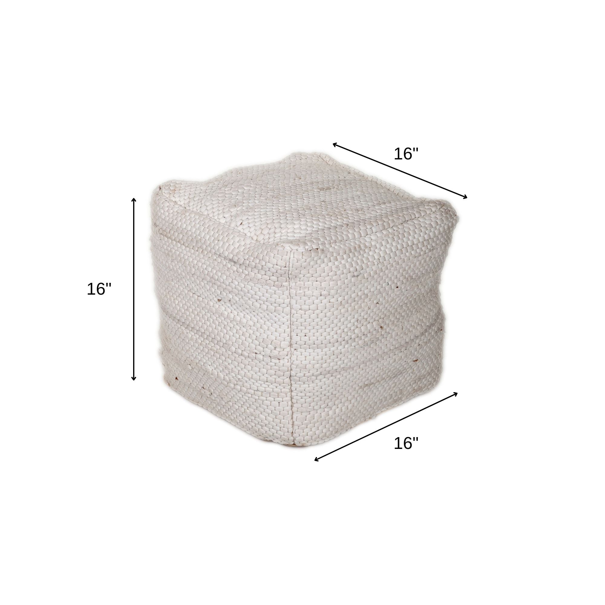 Chic Chunky White Textured Pouf