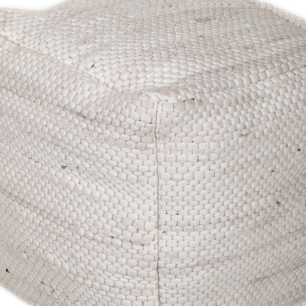 Chic Chunky White Textured Pouf