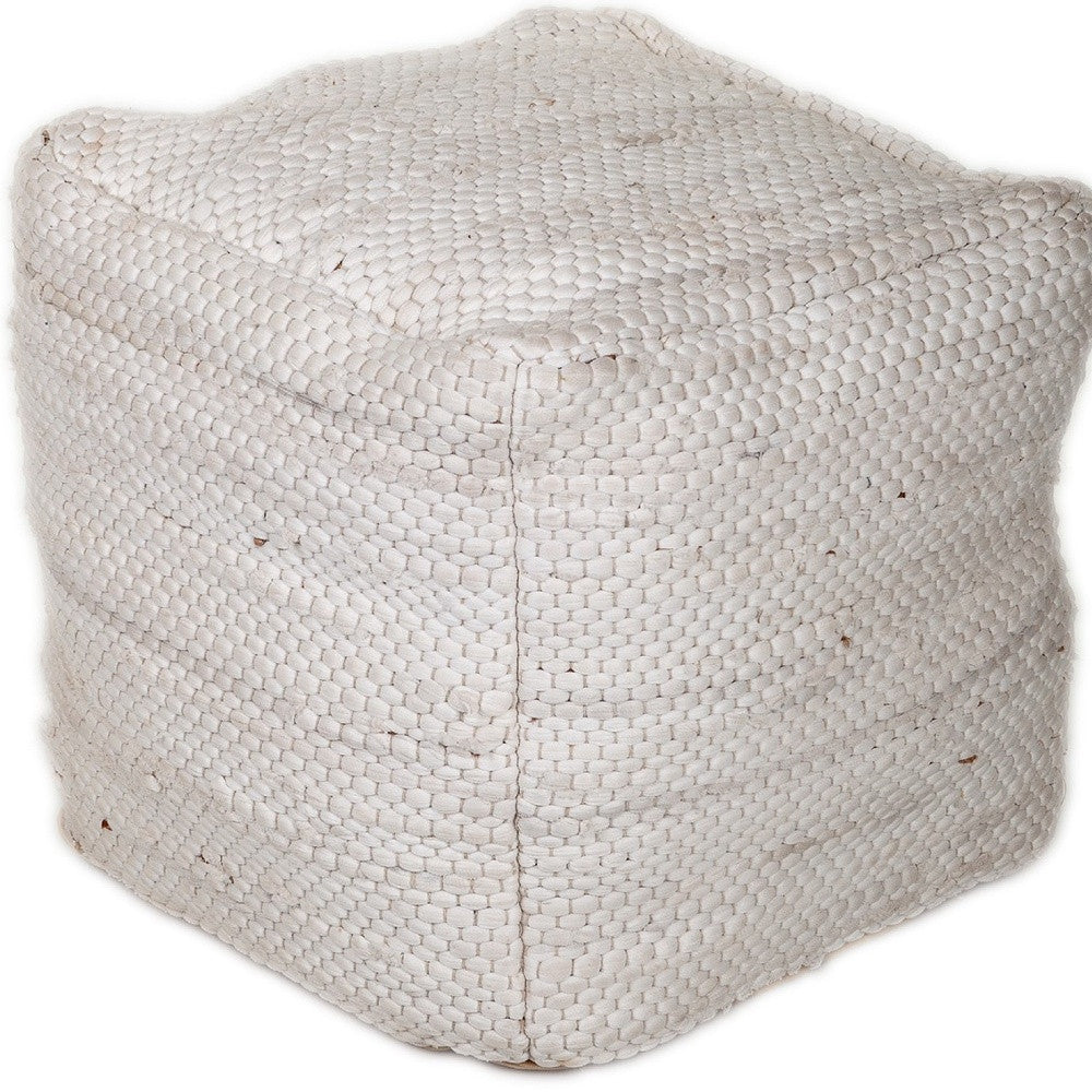 Chic Chunky White Textured Pouf