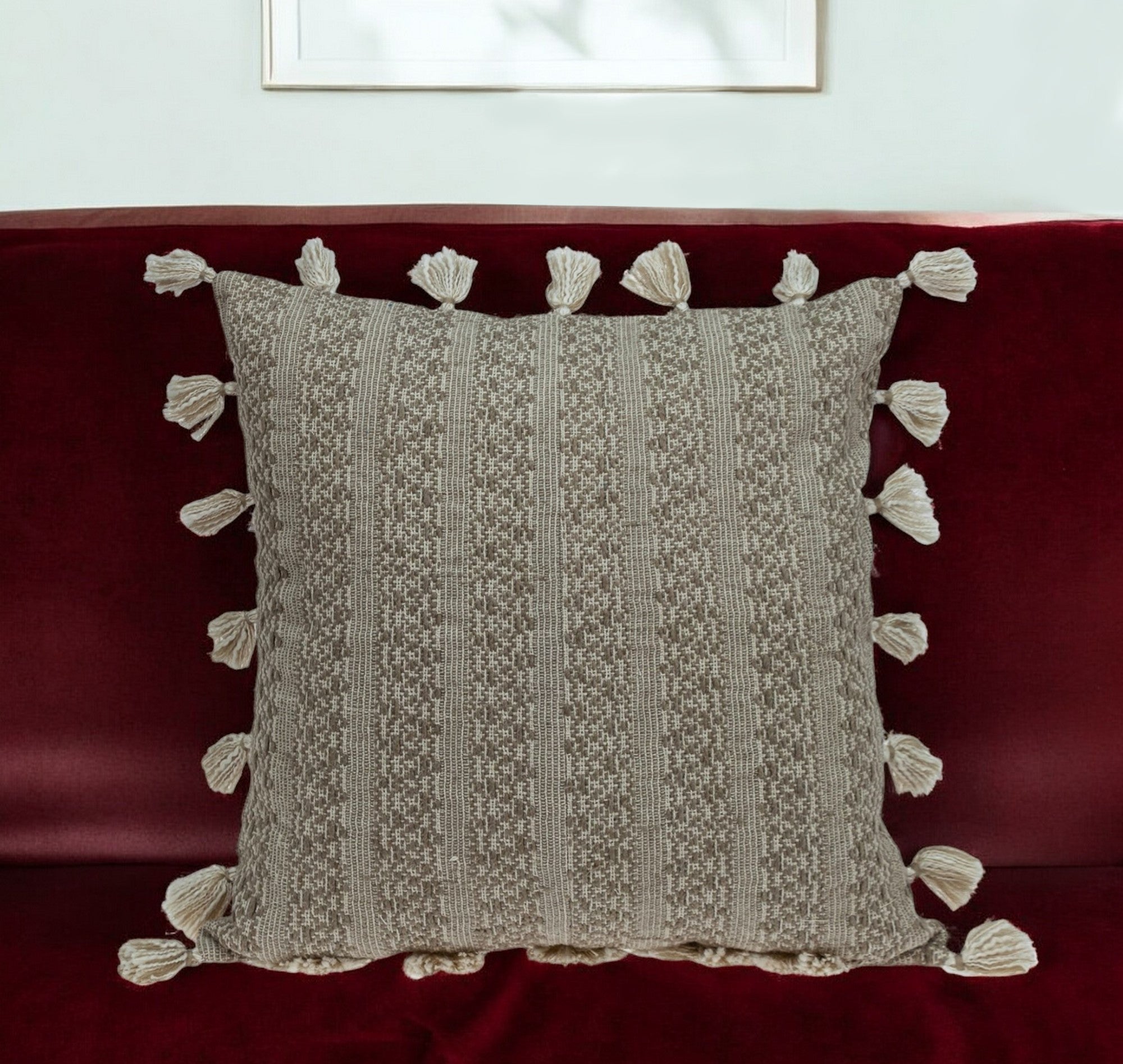 Neutral Sand Woven Throw Pillow