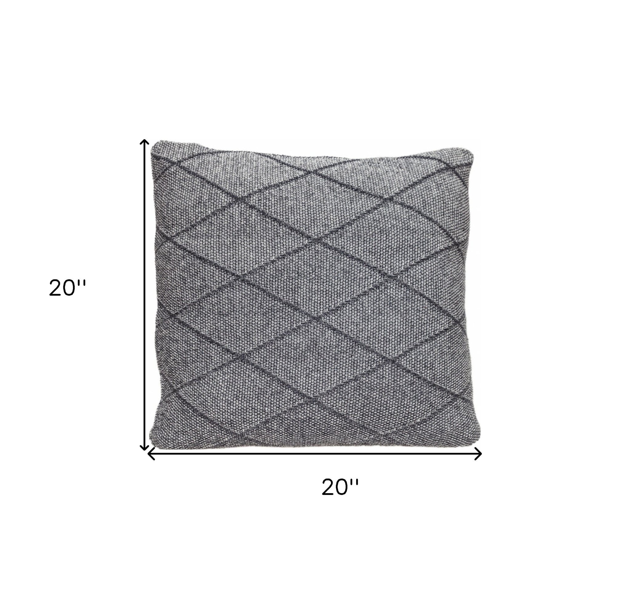 20" Gray Cotton Throw Pillow