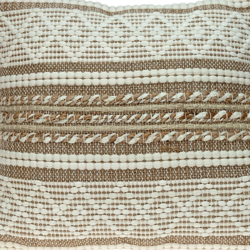 Linen And Brown Jute Throw Pillow