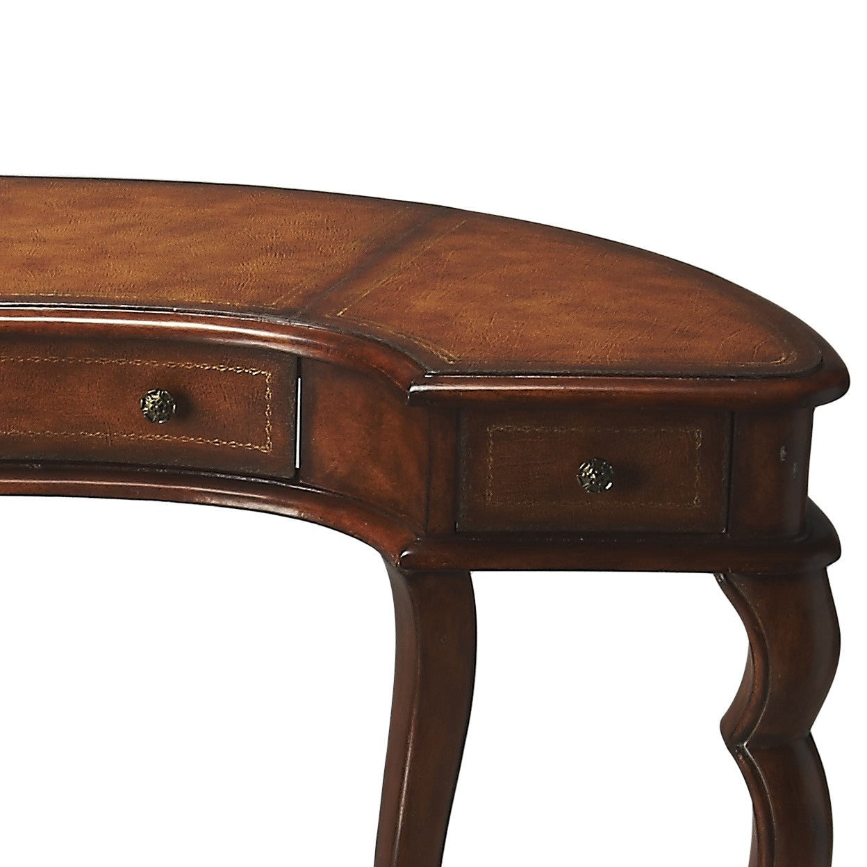 Classic Crescent Shape Leather Top Desk