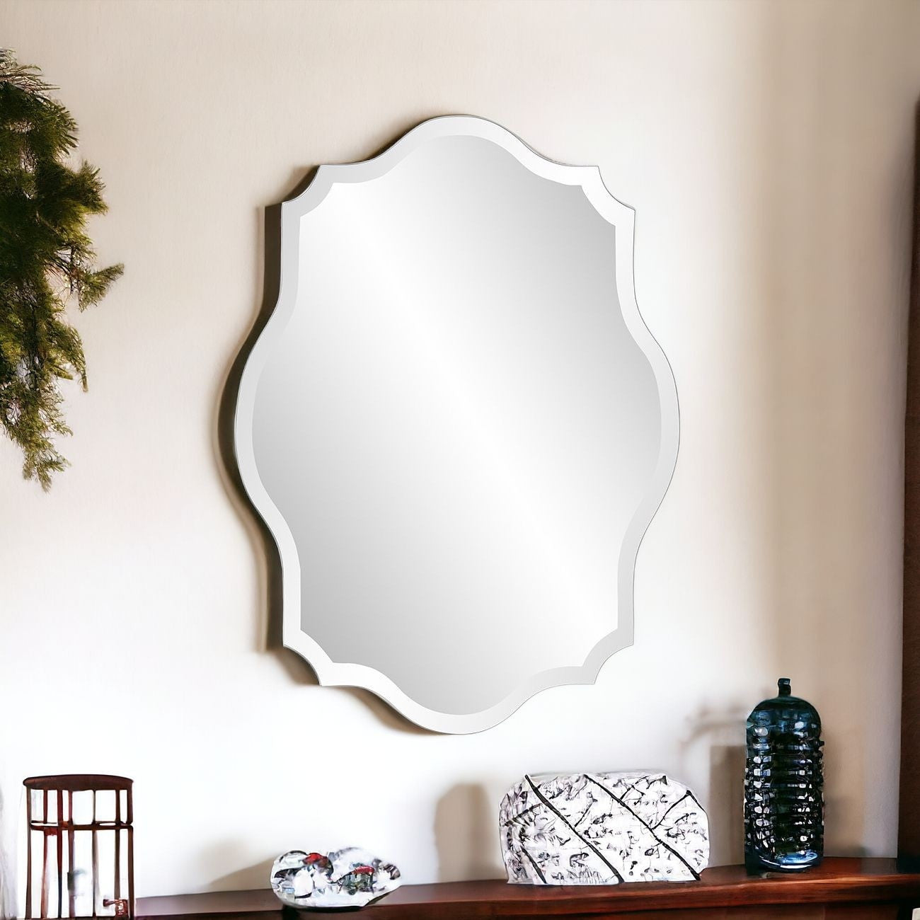 32" Clear Scalloped Edges Unframed Accent Mirror