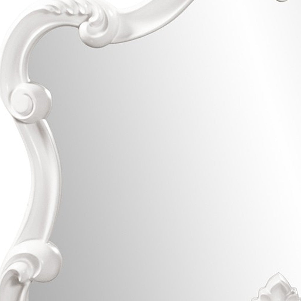 28" White Baroque Framed Accent Mirror