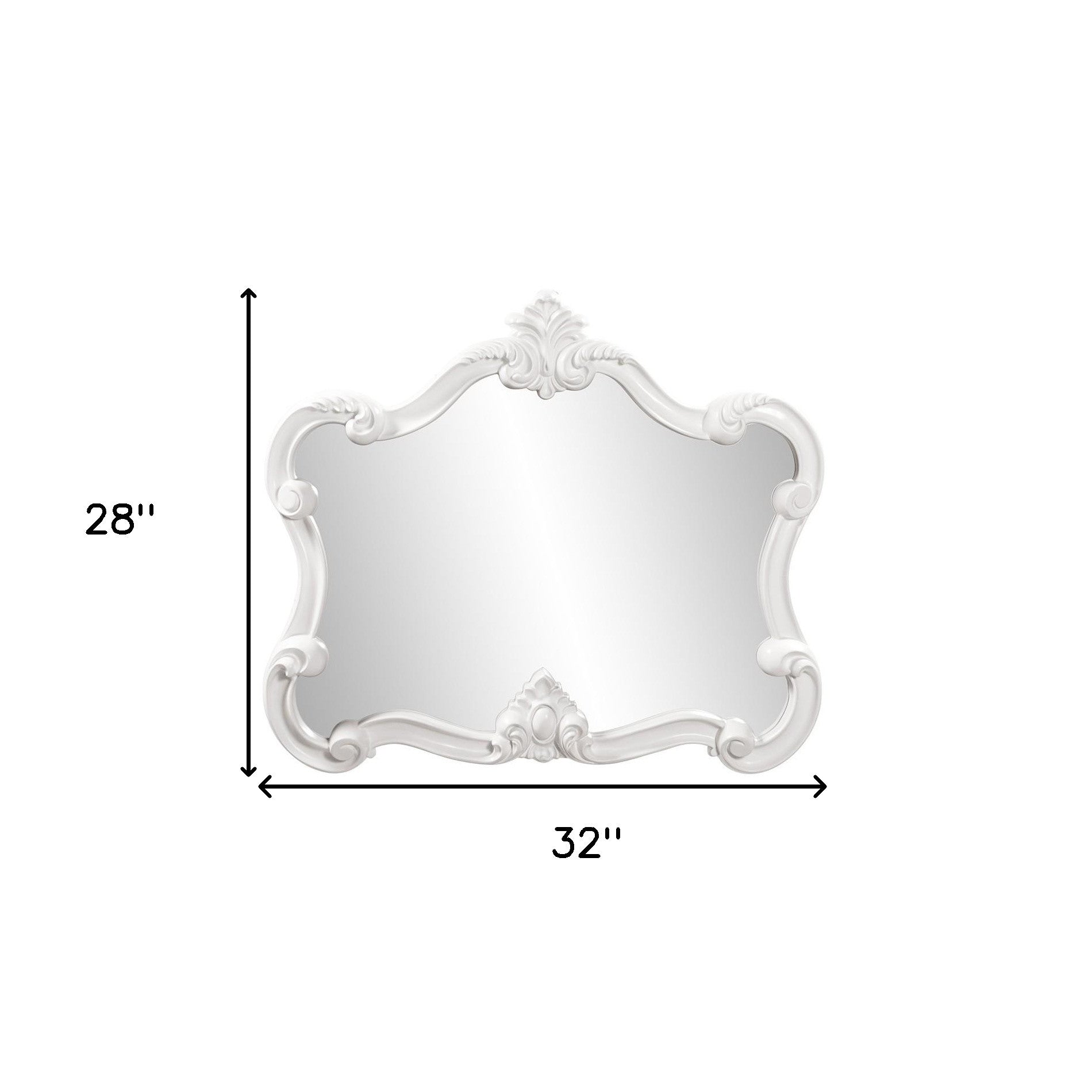 28" White Baroque Framed Accent Mirror