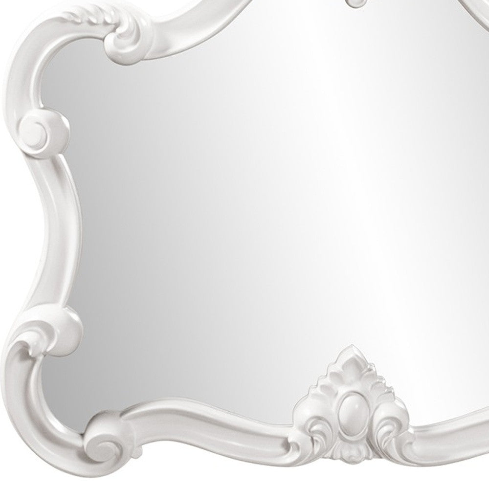 28" White Baroque Framed Accent Mirror