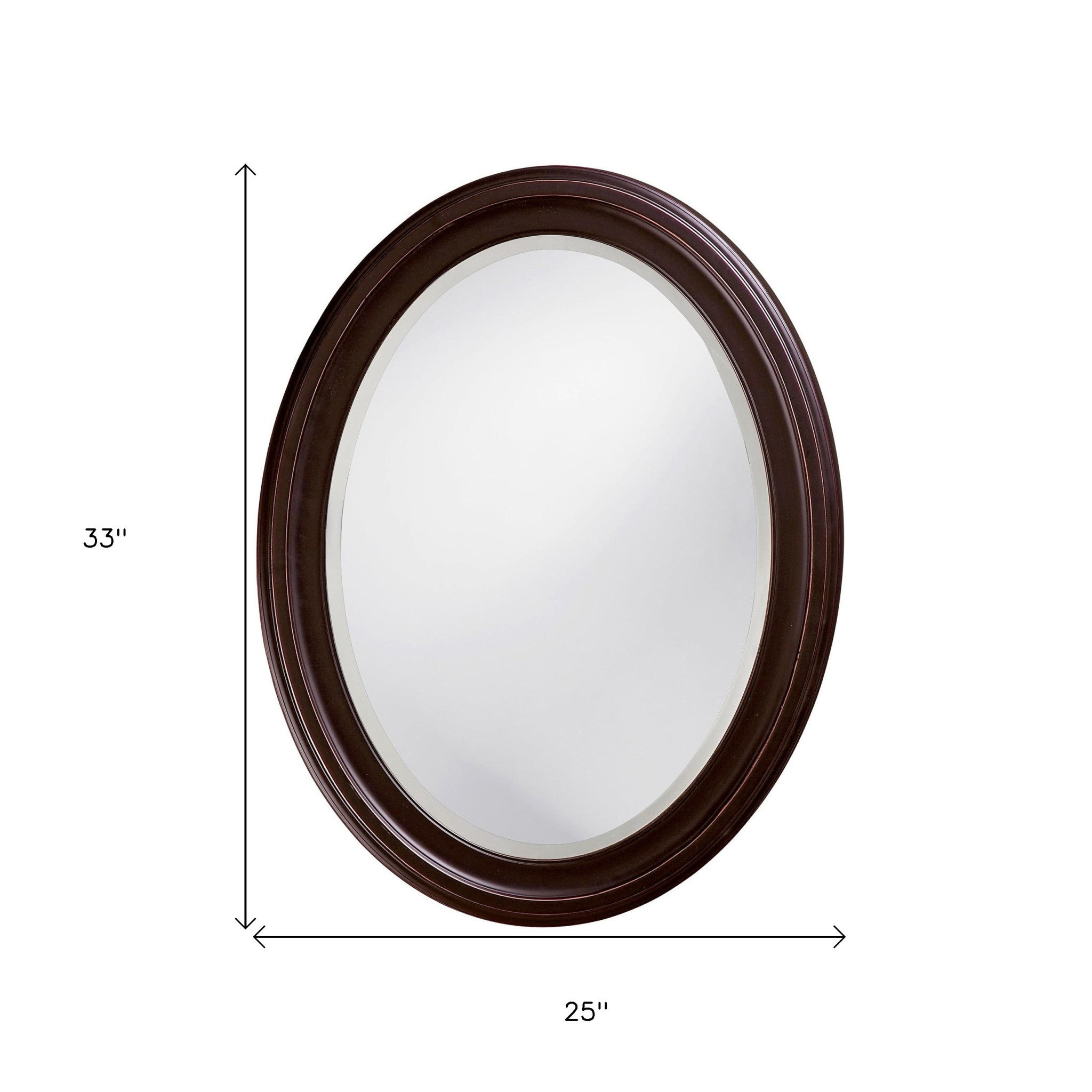 Oval Oil Rubbed Bronze Mirror With Wooden Grooves Frame