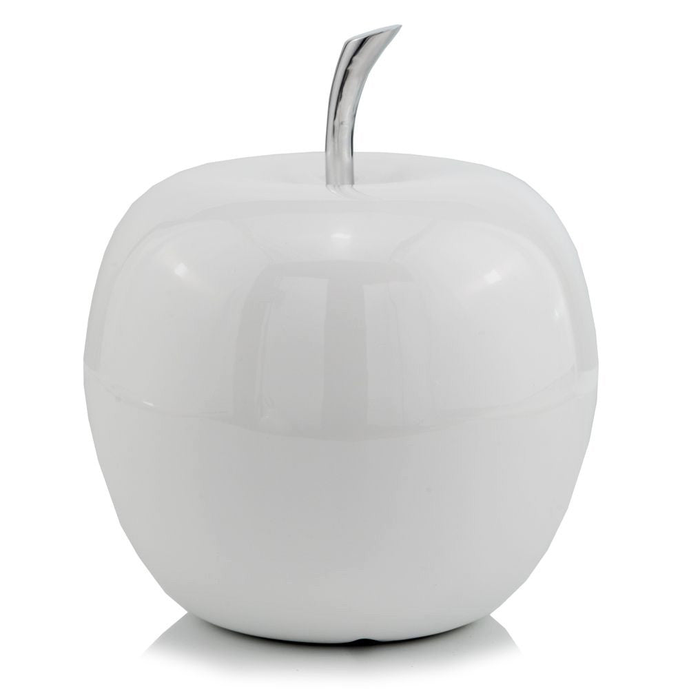 13" White Aluminum Decorative Apple Tabletop Sculpture