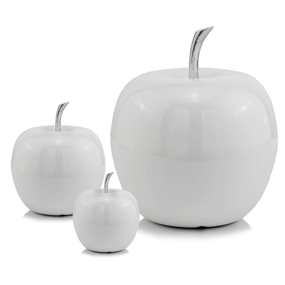 13" White Aluminum Decorative Apple Tabletop Sculpture