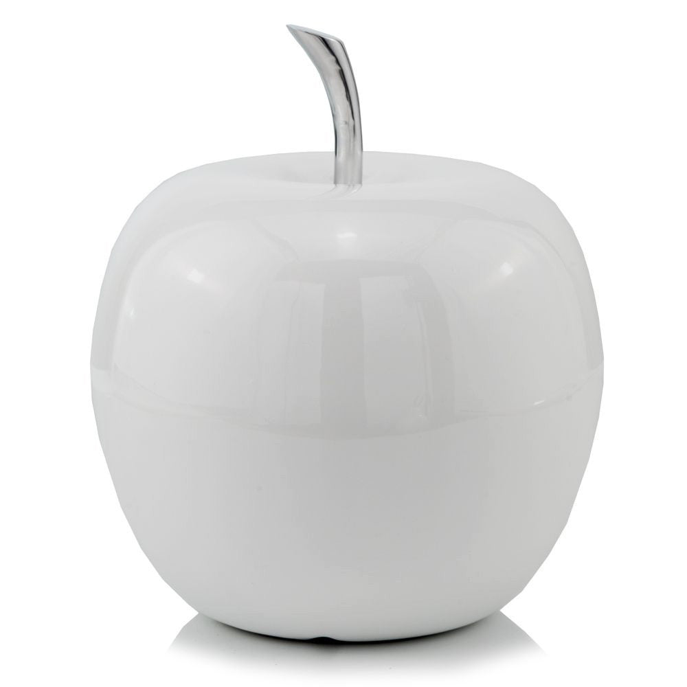 13" White Aluminum Decorative Apple Tabletop Sculpture