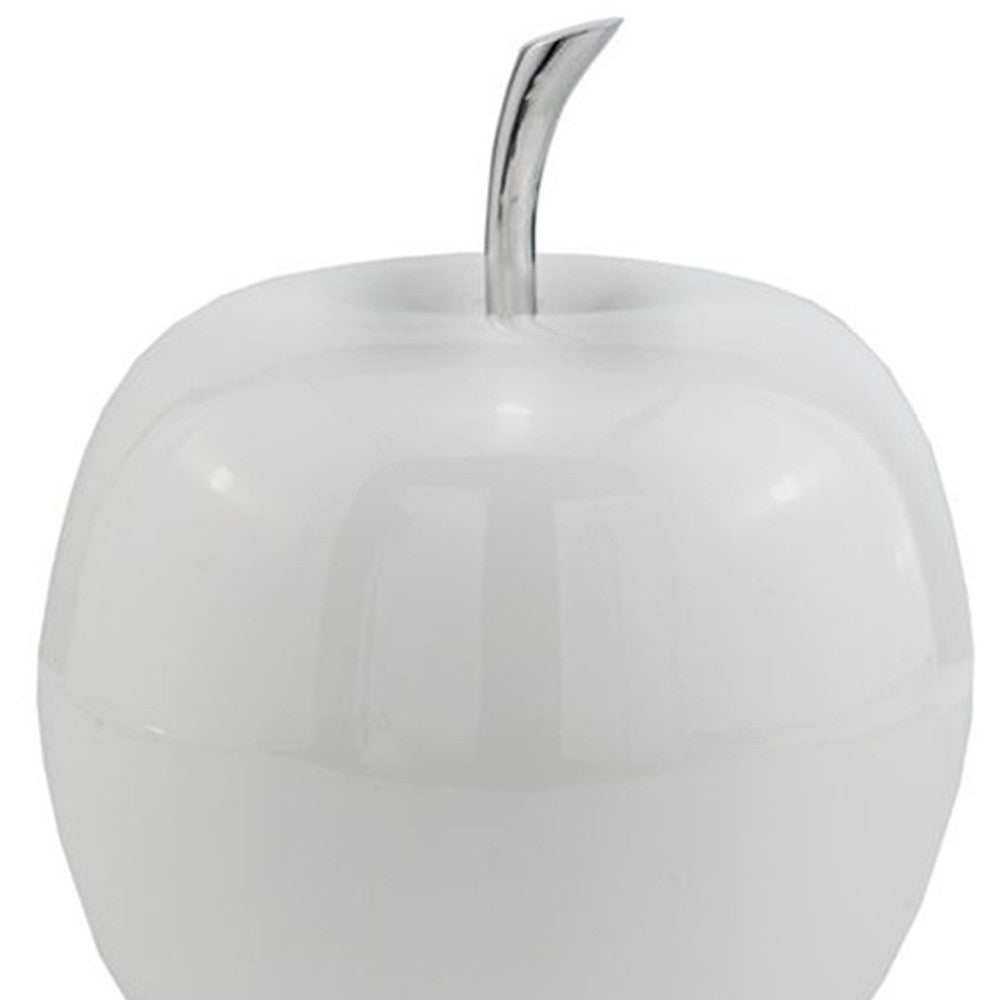 6" White Aluminum Decorative Apple Tabletop Sculpture