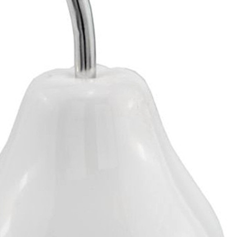 White Coated Mini Pear Shaped Aluminum Accent Home Decor