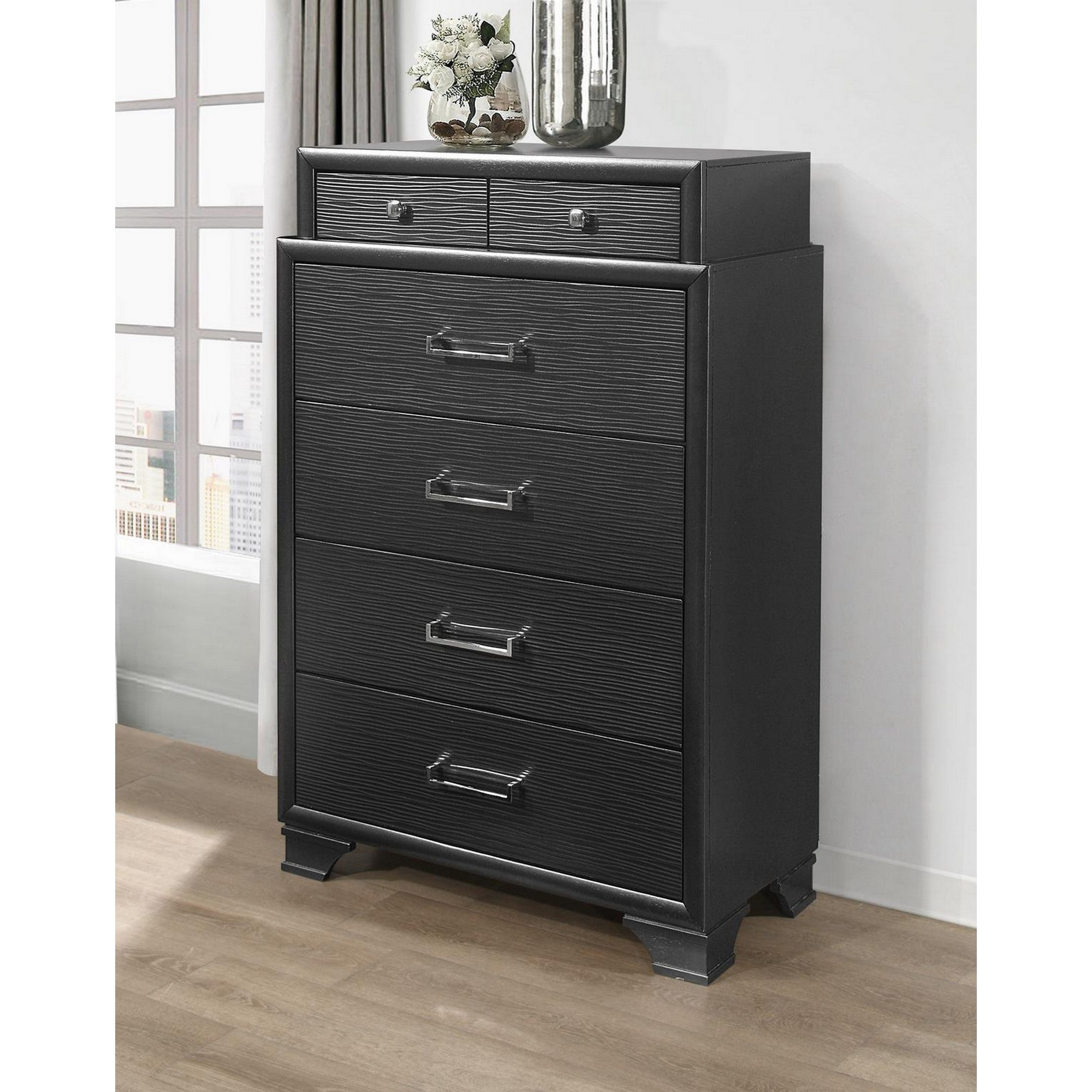 Grey Chest With 6 Drawers