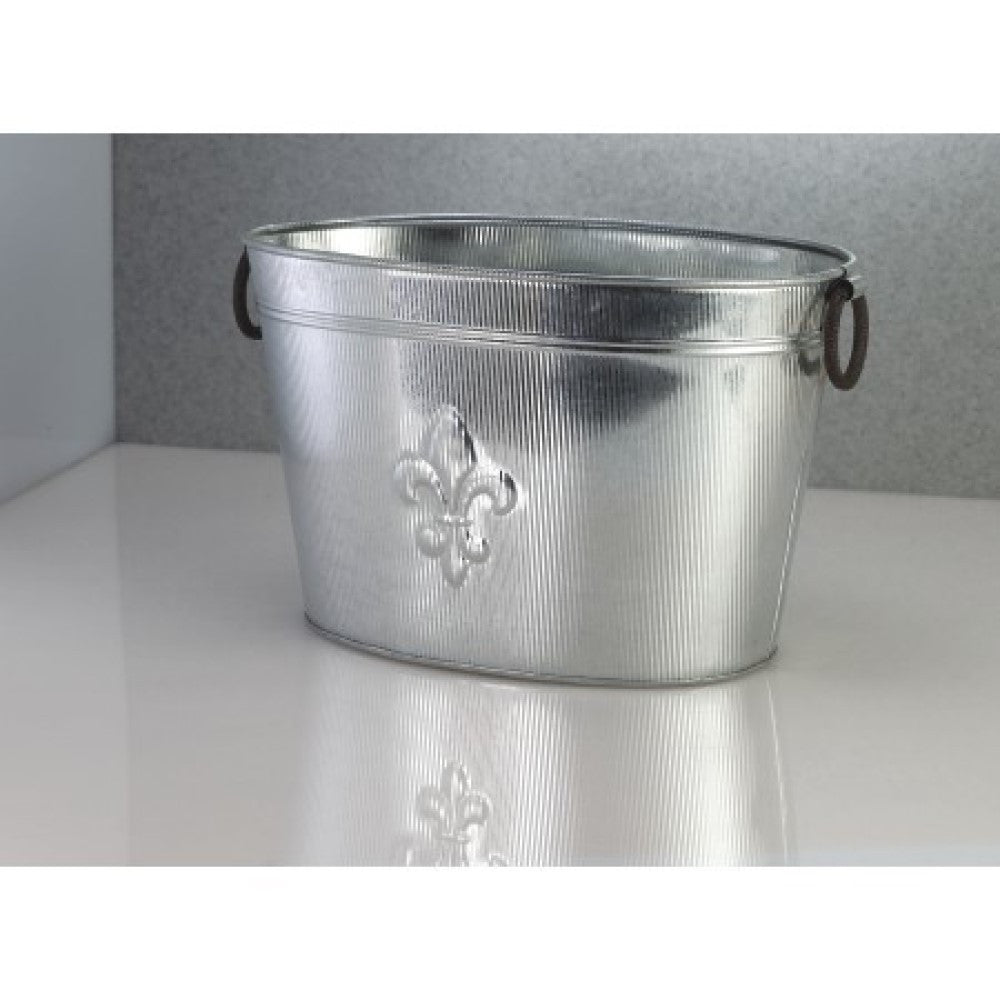 Oval Silver Ribbed Fleur De Lis Beverage Tub