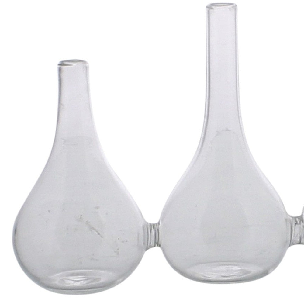 Set Of Five Clear Quintuplet Joined Glass Posy Vases