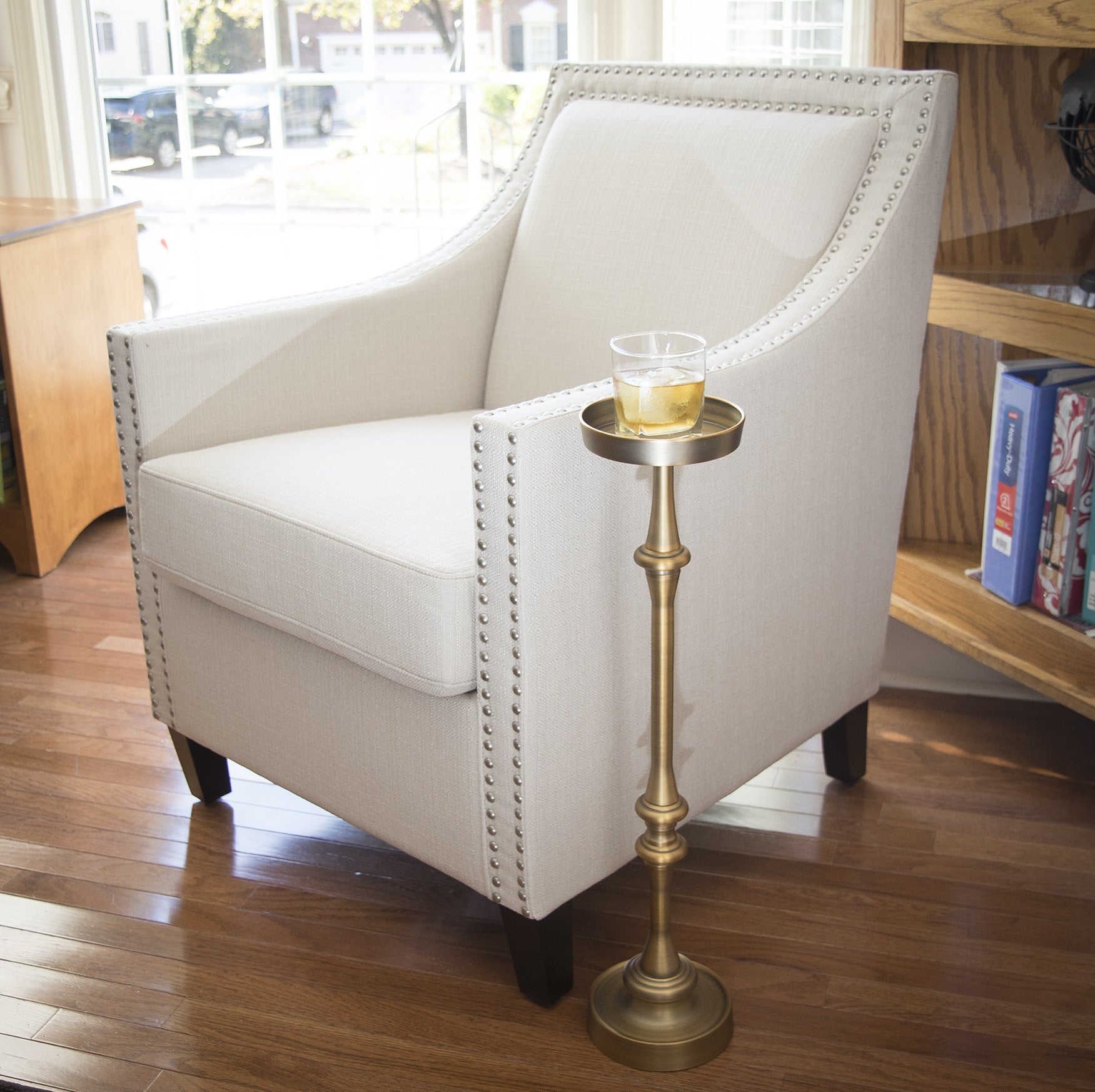 26" Brushed Gold Drink Size Round End Table