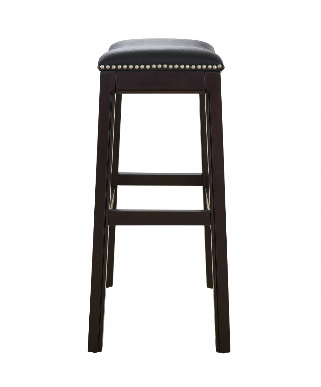 31" Black And Espresso Solid Wood Backless Bar Height Bar Chair