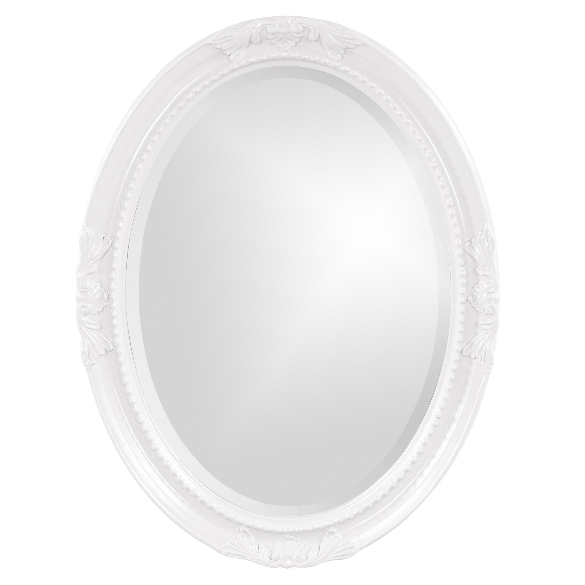 Oval Mirror In A Glossy White Wood Frame