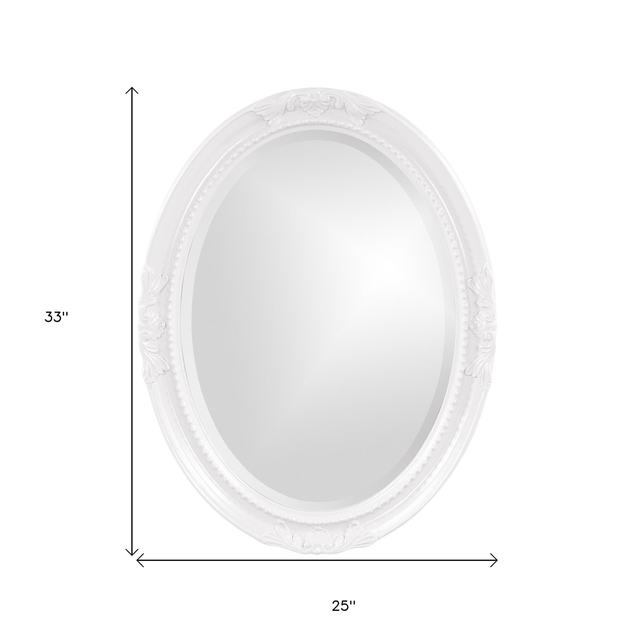 Oval Mirror In A Glossy White Wood Frame