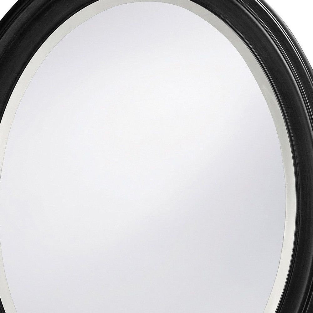 Oval Shaped Black Wood Frame Mirror