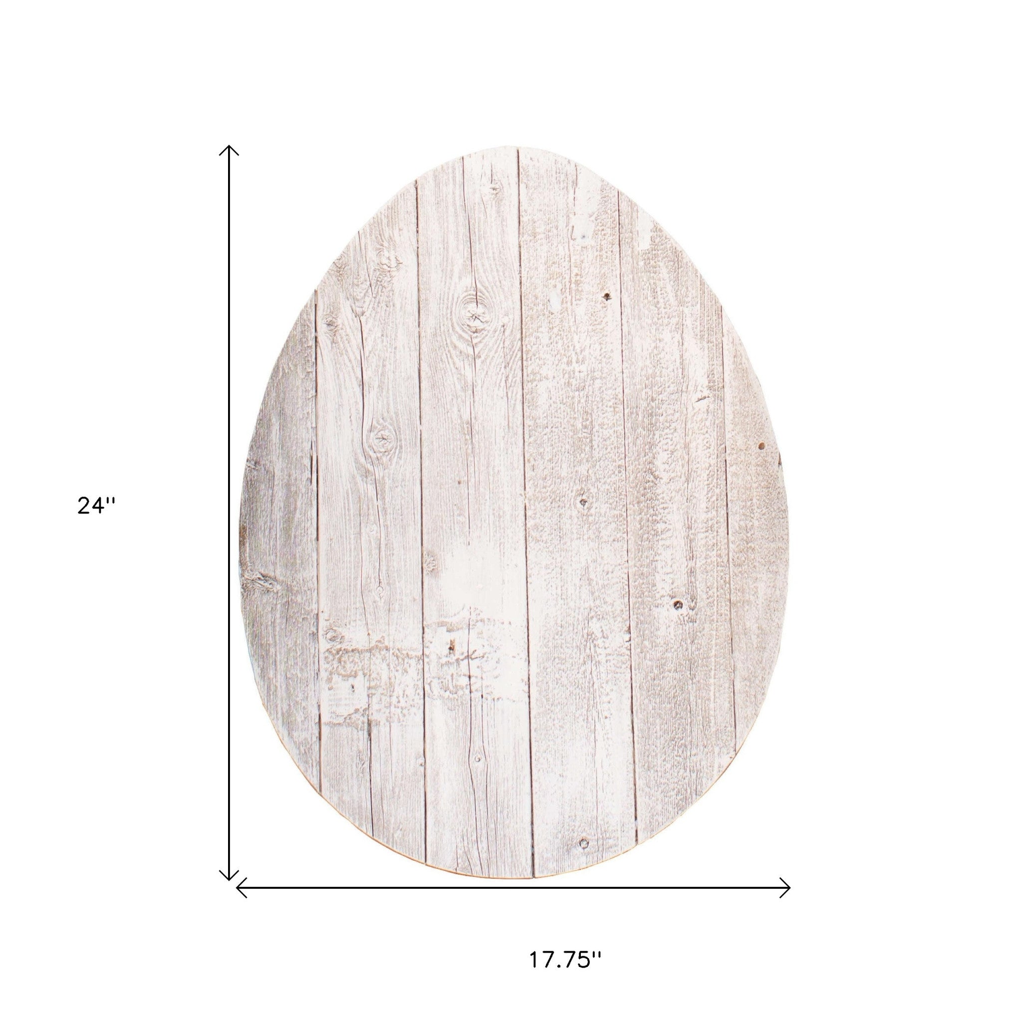 24" Rustic White Wash Wood Large Egg