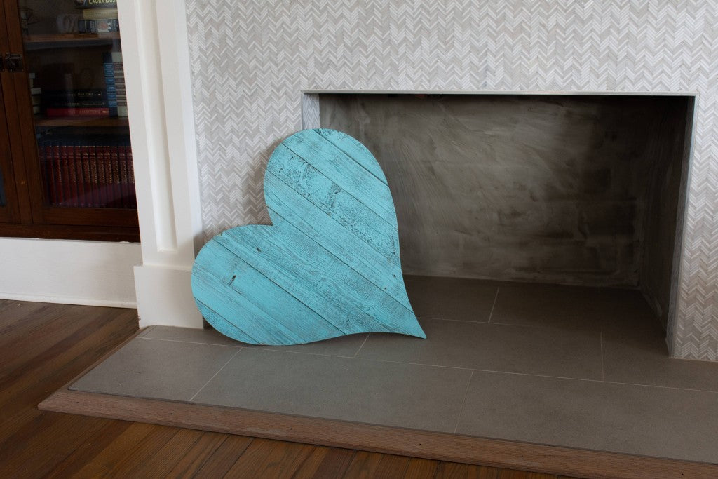 12" Turquoise Reclaimed Wood Heart Wall Decor