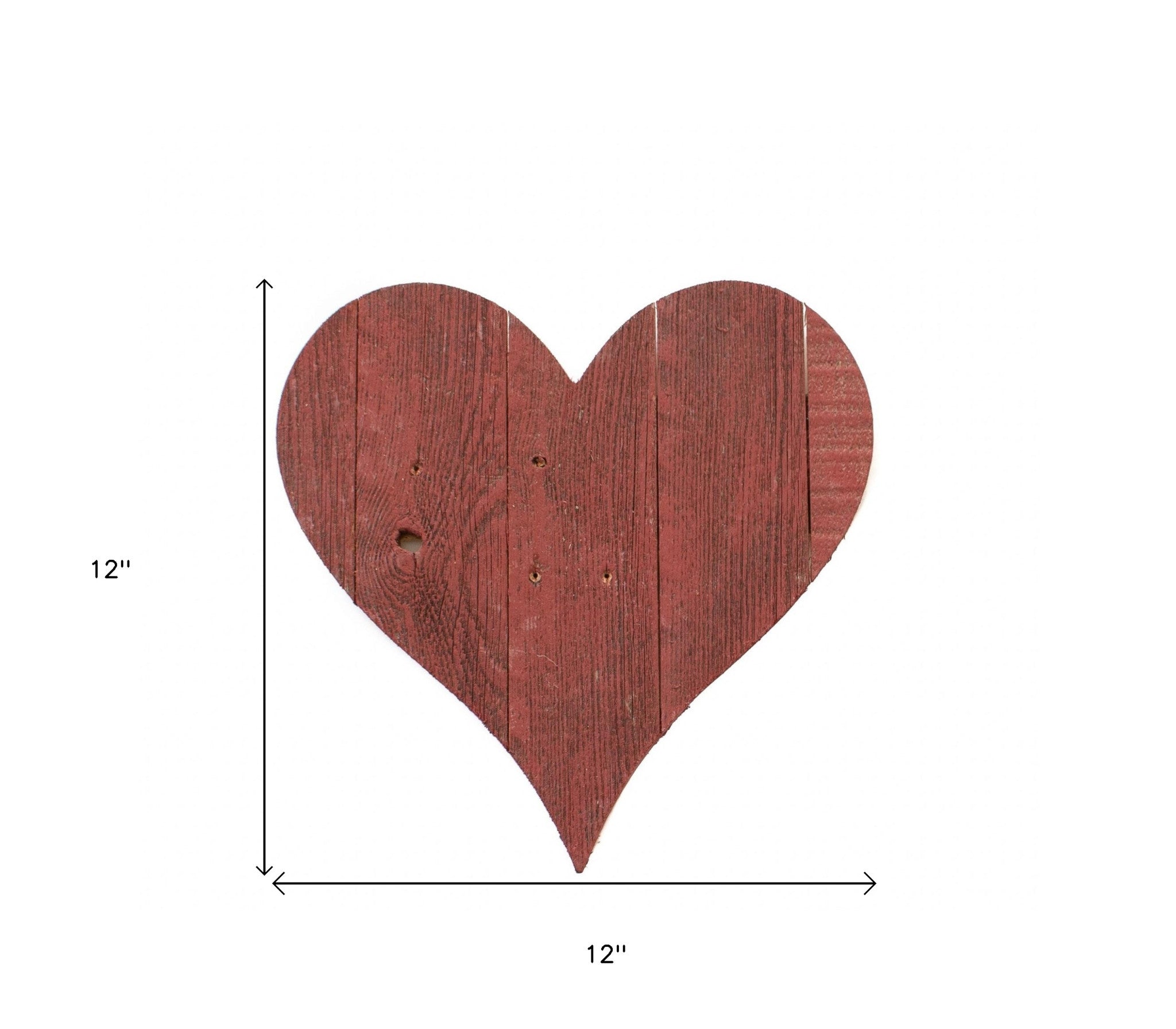 12" Rustic Red Reclaimed Wood Heart Wall Decor