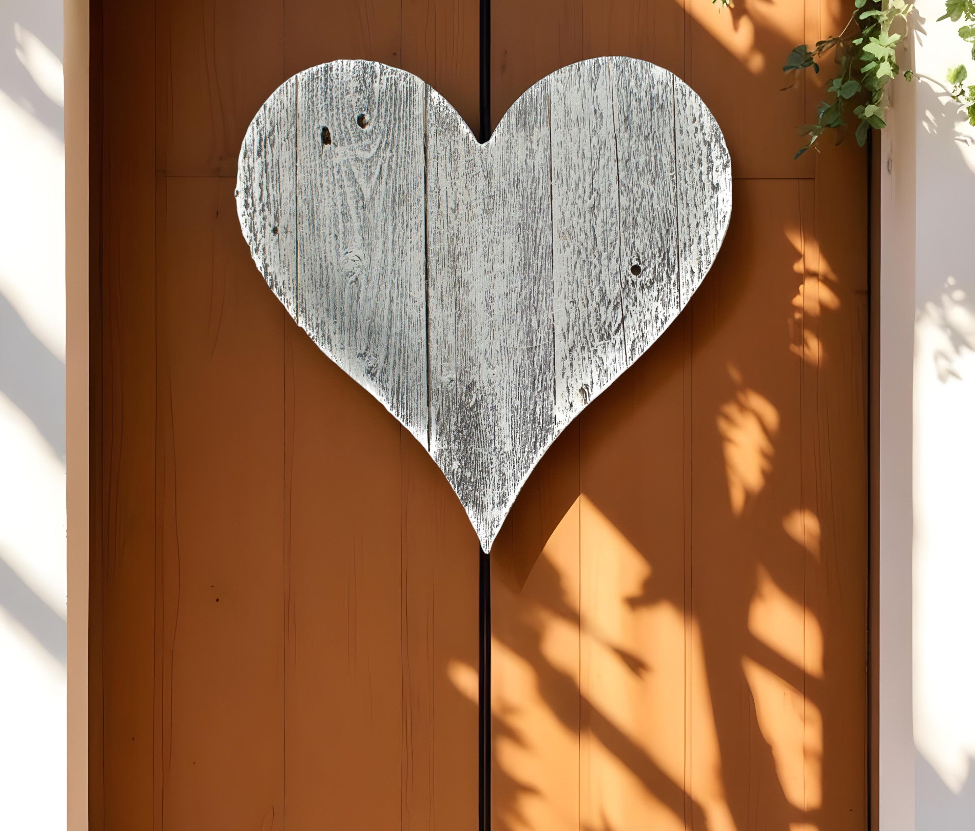 18" Whitewash Reclaimed Wood Heart Wall Decor